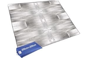 YAYODS Esterilla aislante de aluminio 200 x 200 cm – Esterilla aislante plegable – Esterilla térmica para exteriores – Esterilla isotérmica para camping – Esterilla de invierno – Base para tienda de