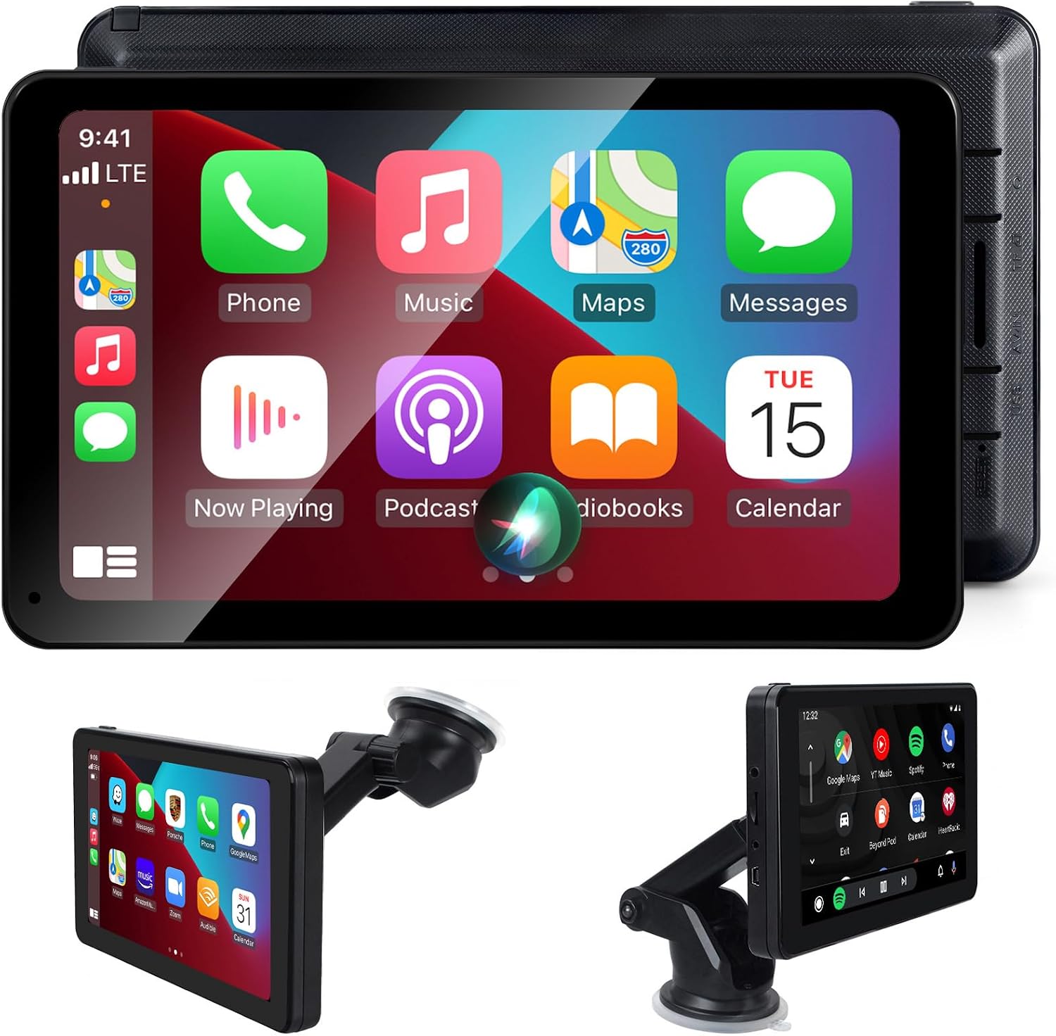 Wireless Apple CarPlay Android Auto Screen, Car Stereo 7" HD Touch Screen AirPlay Portable Navigation Radio Video Music Player Bluetooth WiFi, Voice Control, Mirror Link
