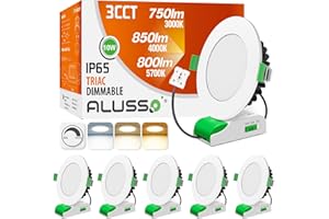 ‎ALUSSO ALUSSO LED Einbaustrahler 230V Dimmbar 10W IP65 LED Spots Flach Warmweiß Neutralweiß Kaltweiß Einbauleuchten Deckenspots Einbauspots Deckenstrahler für Badezimmer Küche, Weiss, 6er Set