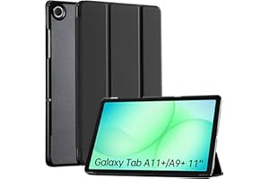 CoBak for Samsung Galaxy Tab A11+ Plus 11 Inch 2025/A9+ Plus 2023 - PU Leather Smart Cover for Tab A11+, Translucent Hard Shell, Multi-Viewing Angles, Black