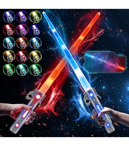 Sunshine Smile 2 Stück Duell Lichtschwerter,2 In 1 Lichtschwert,Doppelklingen Laserschwert,lichtschwerter Mit Licht Und Sound,Star Wars Lichtschwert,Cosplay Für Geschenk