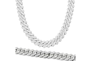 XUZOPIM Men'S Necklaces Cuban Rap Hip Hop Kette 50 cm Edelstahl kubanische Halskette Herren