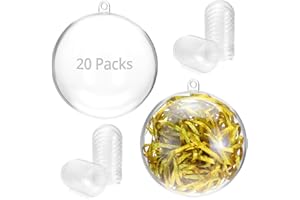 QWORK® 20 Bolas de plástico Transparentes, Ø8cm Bolas Navidad Transparentes, Bolas de plástico para Rellenar