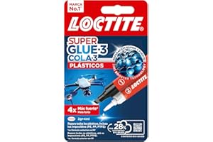 Loctite Super Glue-3 Plásticos (2 g/4 ml), pegamento fuerte bicomponente con Booster Technology 2 en 1, adhesivo de cianoacrilato para reparación rápida y 4 veces más fuerte, pegamento para plástico