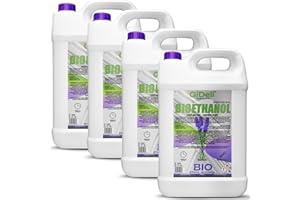 GiDeli Bioetanolo 4 x 5 l profumo di lavanda 96,6% etanolo per camini interni ed esterni, senza fumo e fuliggine, da mais e barbabietola da zucchero