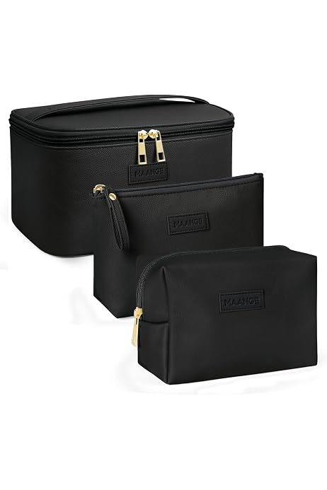 Make-up-Tasche Für Frauen – 24,9 X 17,5 X 8,1 Cm, Mit 3 Fächern, Wasserabweisend, Pink