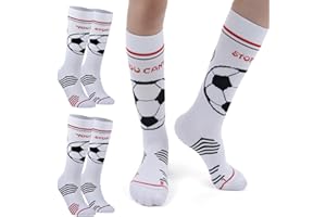 cheap4uk Kids Football Socks 2 Pairs Grip Socks Football Kids Girls Boys Football Socks size 12-3 Junior Childrens Anti-slip Breathable Sports Socks Birthday Gift for Junior 4-16