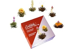 ‎CREANO Creano Teeblumen Mix – Erblühtee in edler Geschenkbox - Weißer & Schwarzer Tee (6 verschiedene Sorten Teerosen) Geschenk für Frauen, Mutter, Teeliebhaber