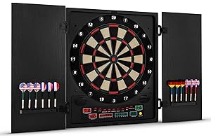 OneConcept Dartmaster 180 - Freccette, Tiro al Bersaglio, Freccette al Bersaglio Elettronico, 8 Giocatori, Avversario Virtuale, 9 Pulsanti, Indicatori LED, Punte Soft, 2 Porte