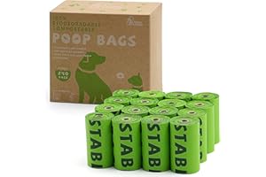 ANWA 100% Compostable Biodegradable Dog Poop Bags Extra Thick Leak Proof with EN13432 Certification and ASTM D6400 Standards, Cornstarch Earth Friendly Unscented Doggy Poo Bags, 16 Rolls/240 Pooh Bags
