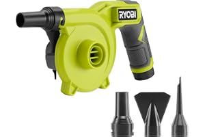 RYOBI Uppblåsare 4V USB litiumkompakt RVI4-0 (utan batteri) | Stor volym för madrasser, simbassänger och lekar, dubbel uppblåst säng på mindre än 2 minuter, inklusive klämspets ingår