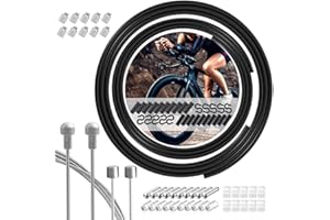 TAPKUA Universale Cavo Bicicletta Set di Ricambio,Set di 2 Cavo Freno e 2 Cavo Leva Cambio,Con Guaina Cavo e Cappellini End Crimps,per Bici Da strada