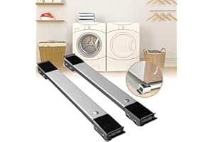 LOKTCH XUQU Sockel für Waschmaschine und Trockner Waschmaschinen Untergestell mit Rollen Transportroller Schienen Einstellbar 45-70 cm mit Bremse für Kühlschränke Gefriertruhen Büro Möbel