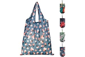 QINREN 4pcs Reusable, Foldable,Washable Grocery Bags Foldable in a Pouch Eco Tote Shopping Bag Groceries Tote Bags for Daily Shopping Loading