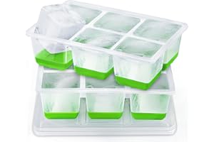 Stampi per Ghiaccio da 6 cm, Grande e Trasparente, JRISBO Stampo per Cubetti di Ghiaccio Silicone con Coperchio senza BPA, Vaschetta Forme Ghiaccio Formine per Cocktail Whisky