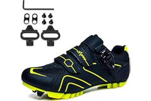 NGARY Zapatillas De Ciclismo Hombre Mujer, Zapatos Montaña Exterior MTB Compatibles con Shimano SPD 2 Pernos Pedales, Amortiguadoras Zapatos Bicicleta