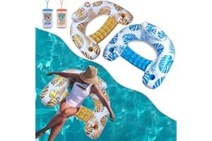 Weeupolfun Flotador Inflable para Piscina, 2 Pcs en Forma de U Silla Flotante Inflable con Respaldo Portavasos, Tema de La Selva Tropical Silla Flotante de Natación para Juguetes de Piscina y Mar