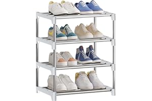 NIAWECAN Scarpiera Impilabile a 4 Livelli - Leggera e Stabile Con Vano Piedi - Organizer Sottile per Armadio, Ingresso, Corridoio