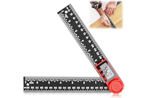 JOGNEE Rotierender Winkelmesser Digital 360°, 200 mm Winkellehre mit Lcd Anzeige,HOLD und Feststell Funktion, 2 in 1 Digitaler Winkelmesser für Maschinenbau,Holzbearbeitung,Bauwesen und Messung,Schwarz