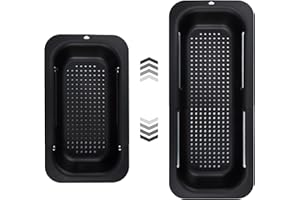 Eyourlife Panier à tamis au-dessus de l'évier, étagère filtrante, étagère de rangement multifonctionnelle, réglable pour vaisselle, fruits, légumes, noir