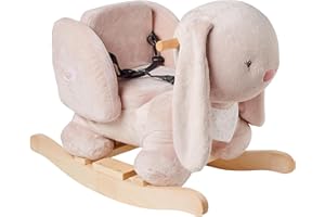 Nattou Schaukeltier, Kaninchen Pomme, INKL. Sicherheitsgurt, Fröhliches Hin- und Herschaukeln, 63 x 33 x 45,5 cm, Alice und Pomme, Polyester/Holz, Altrosa