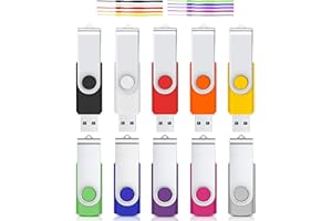 Chiavetta USB 8GB 10 Pezzi Cardfuss USB 2.0 Rotazione 360 ° Pen Drive，USB Flash Drive,Portatile Thumb Drive Memoria Stick (Multicolore con Corda)