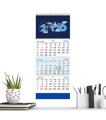 GEIGER-OFFICE 3-Month Calendar 2026 Premium Black Wall Calendar