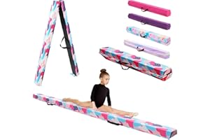 KIKILIVE Poutre d'Équilibre Gymnastique avec Surface Simili-Suede EVA+EPE en 3 Tailles (240cm/270cm/300cm) Pliable pour Enfants & Adultes + Sac de Transport