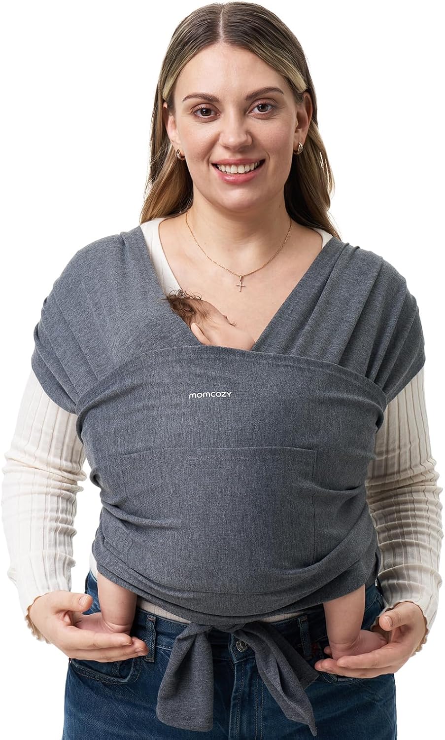 Momcozy Fular Portabebés Elástico para Recién Nacidos, Ajustable y Ergonómico, Manos Libres, 3,6–15 kg, Transpirable, Certificado OEKO-TEX 100, con Bolsa de Transporte