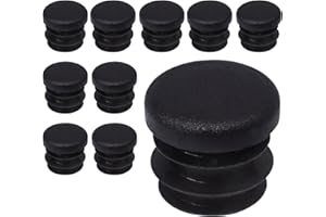 SKIR'CO (10 unidades) Insertos de tubo redondos de 15 mm, tapones para postes de valla, tapas de tubo de plástico negro, tapones de tubería, negro RAL 9005