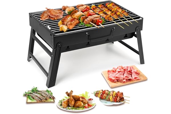 Uten Barbecue Portable Petit Barbecue à Charbon de Table Domestique Pliable Barbecue Grille Inox Barbecue Extérieur Camping Piquenique