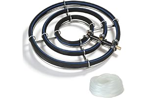 efuturetime Belüfter Trädgårdsdammsugare Belüfterring φ35cm Belüftningsring 3-i-1 Ringar i rostfritt stål 304, Rördiameter 8mm, Trädgårdsdammsugare med φ9mm slang 5m för trädgårdsdammar, Akvarium