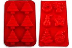 Pritogo 2er Set, Weihnachten Silikonform, Backform, Advent, Muffin, Weihnachtsmann, Schneemann, Tannenbaum, Stern, Christkind, Engel - BPA-Frei