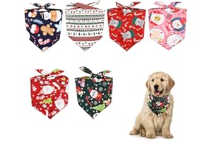 Bekecidi Lot de 6 Bandanas Triangulaires pour Chien de Noël, Bonhomme de Neige, écharpe à Motif d'élan pour Chiens, Chats, Animaux de Compagnie, Accessoires de décoration pour Festival de Noël (M)