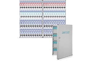 bimiti 96 Key Cabinet, Wall Mount Key Box, Large Key Storage Lock Box, with Key Tag Labels for Home Office Hotel Bank, Key Security, Large Capacity, 64 x 39 x 5.5 cm, Silver