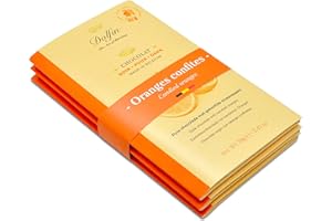 Dolfin Chocolate (Paquete de 3) Negro con Naranja Confitada - Barra de Chocolate Belga Artesanal - Sabores Picantes - Confitería de Primera Calidad, Regalos Caramelos Gourmet - Hecho en Bélgica, 210g
