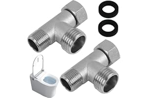 Annlpoy 2 Pièces raccord d'eau connecteur en t de plomberie en acier inoxydable 3/8" 1/2" wasseranschluss adapter t-stück,robinet wc 3 voies, pour Toilettes et Plomberie Domestique