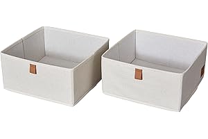 LOVE !T STORE !T Love IT Store IT 2-częściowy organizer do szafy na ubrania z mieszanki lnu i bawełny, wzmocniony kartonem, zestaw z dwoma dużymi pudełkami, kolor beżowy, 30 x 30 x 15 cm