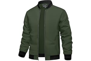 TACVASEN Herren Bomberjacke Leichte Übergangsjacke Fliegerjacken Frühling Herbst Blouson mit Taschen