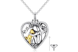 AOBOCO Naszyjnik z urną dla psa ze srebra wysokiej próby na prochy, pamiątka dla psa, biżuteria kremacyjna, prezenty dla kobiet miłośników psów