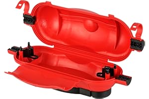 REV Sejf kablowy – wodoszczelna skrzynka na kable do ochrony przed wilgocią i deszczem – idealna do przedłużaczy, wtyczek i złączek. Z nawijaczem kabla i odciążeniem, IP44 – czerwony