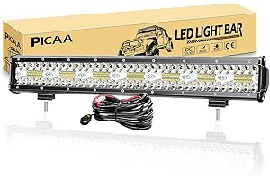 PICAA LED Light Bar 8D Tri-Row 20in 420W Spot Flood combo Beam LED Work Lights Bar Lamp Light for Car Tuck Offroad Driving Lamp SUV UTE 4WD 12V With Wiring Waterproof Driving Work Lamp 6000K