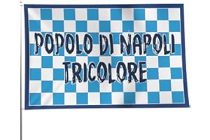 MAGNATEVE 'O LIMONE Bandiera 4° Scudetto Popolo di Napoli - Bandiera "A Scacchi" 90x150 cm - Gadget 4° Tricolore - Regalo Tifoso Calcio, Senza Asta