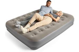 Silentnight Air Bed King with Built in Pump - High Rise Flocked Non Slip Electric Airbed Comfortable Full Body Support Air Mattress for Guests, Camping, Caravans - Grey - King