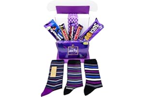 Inside the Box Gifts Chocolate and Bamboo Socks Gift for Men - Cadbury Chocolate with Luxury Bamboo Striped Socks Gift Hamper - Unique and Thoughtful Gift Idea for Men