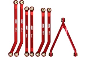 INJORA CNC Enlaces de Aluminio Juego de Enlaces de chasis de Alto Espacio para 1/24 RC Crawler LWB 133,7mm Axial SCX24 AXI00001 C10 AXI00002 JLU（Rojo）