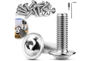 TXXATX Skruv M4x25mm Rundhuvud Skruv i Rostfritt Stål 50st Buller med Platt Huvud M4 med Sexkantigt Huvud ISO 7380-2 Rostfritt A2 V2A för Möbeltillverkning Strukturfordon