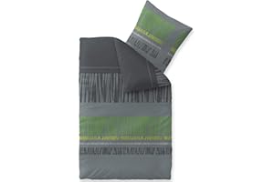 CelinaTex Touchme Anni - Biancheria da letto in flanella di cotone, 155 x 220 cm, 2 pezzi, colore: grigio, nero, verde