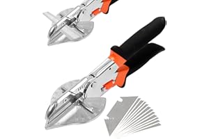 Cigrubo Mitre Shears for Cable Duct, Scissors Angle Scissors, Mitre Pliers, Multi-Angle Mitre Scissors, with 10 Replacement Blades for Cutting Cork, Plastic, PVC, Adjustable from 45 to 135 Degrees