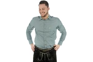 OS Trachten Herren Hemd Langarm Trachtenhemd mit Liegekragen Wacodu